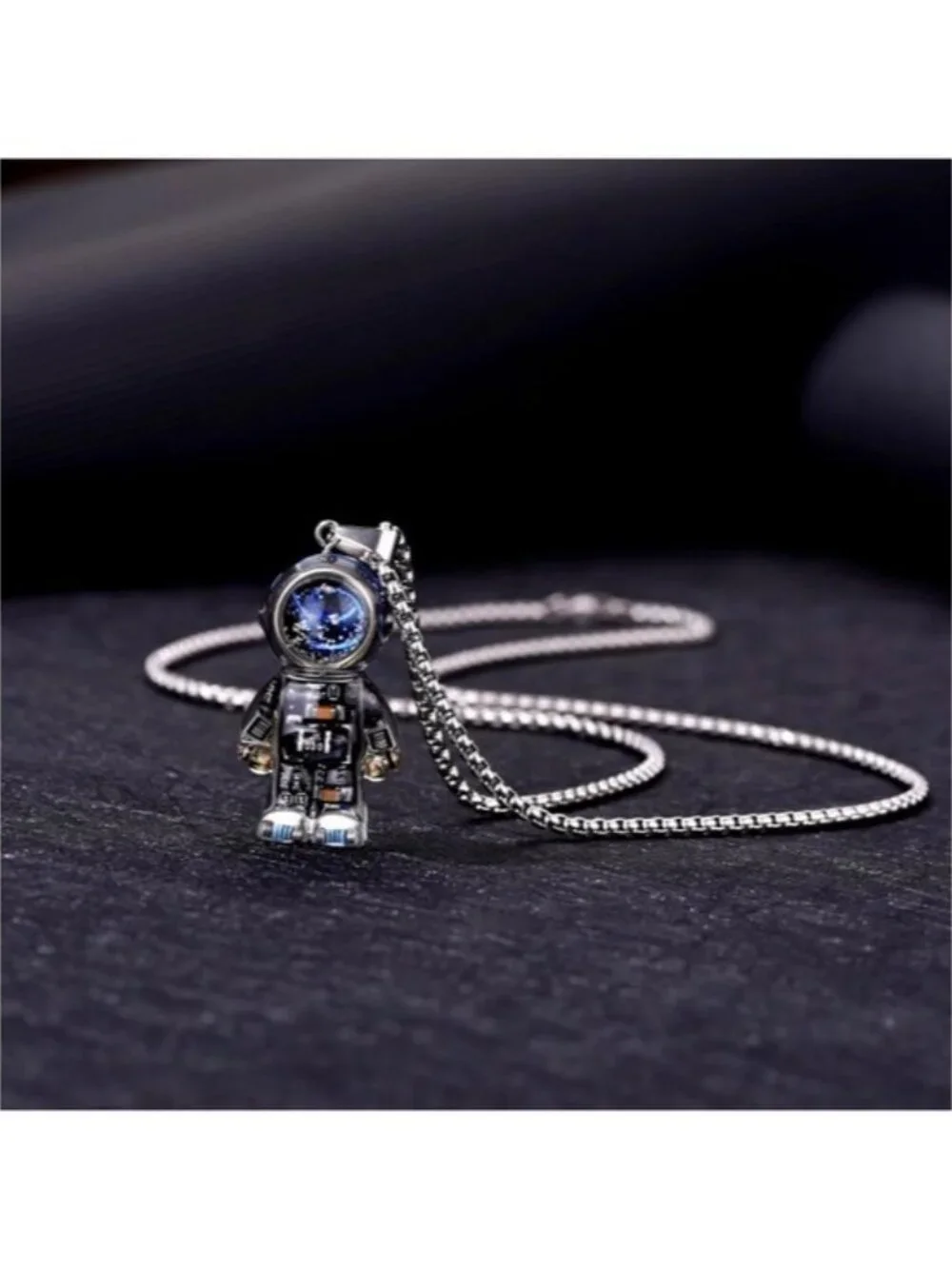 Cyberpunk Astronaut Pendant Necklace Recycled Resin Mech Gear Keychain Charm